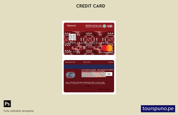 listo para imprimir Afganistán AIB mastercard plantilla clásica de titanio